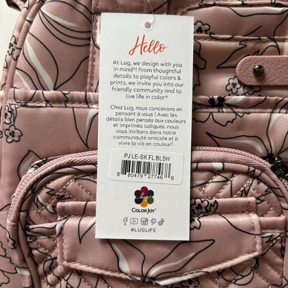 Lug Puddle Jumper LE Convertible Tote Bag Sketch Floral Blush Work/Gym/Travel - Picture 15 of 15